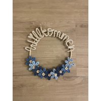 Türkranz | Frühling Sommer Blumen Türdeko Willkommen Wohndeko Eingangsbereich Namenring Drahtname Personalisierbar Zweig von mamiliebtschoenes