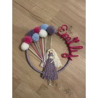 Türkranz | Kinderzimmer Fee Engel Türschmuck Schriftzug Strickschlauch Lichterkette Draht Schrift Makramee Weihnachten von mamiliebtschoenes
