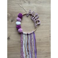 Türkranz | Wanddeko Wohndeko Kinderzimmerdeko Geschenk Geburt Kinder Name Personalisiert Pompoms Bänder Strickname von mamiliebtschoenes