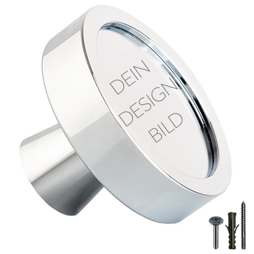 manOman Garderobenhaken Chrom glänzend, Größe L - 59mm, Optik individualisierbar durch DIY-Inlet, Metall, inkl. Schrauben für Wand und Möbel von manOman