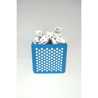 Blaue Spielzeug-Ablage Mit Spaßigen Design-Print-Würfel Korborganisation Kindergarten Kinderzimmer Kinder-Dekor Spielzimmer-Punkte von maneleDeco