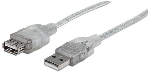 Manhattan 340502 Hi-Speed USB 2.0 Verlängerungskabel (A-Stecker auf A-Buchse) 4,5 m klar/silber von Manhattan