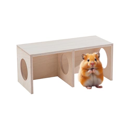 Hamsterhaus Aus Holz, Hamster-2-Kammer-Tunne Mehrzimmer-Verstecke Und Tunnel-Erkundungsspielzeug Für Hamsters, Gerbils, Mäuse Und Lemminge Hamsterhaus Aus Holz, Hamster-2-Kammer-Tunne Mehrzimmer-Verstecke Und Tunnel-Erkundungsspielzeug Für Hamsters, Gerbils, Mäuse Und Lemminge von manhegari