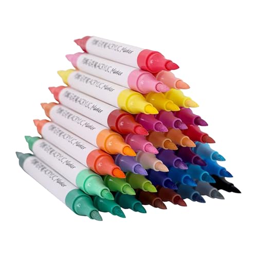 manhegari Acrylmalstifte | Acrylmarker & Malstifte Set - 36er Set Für Basteln Kunst Textil Kalligraphie Papier Stein Metall Glas Holz Keramik von manhegari