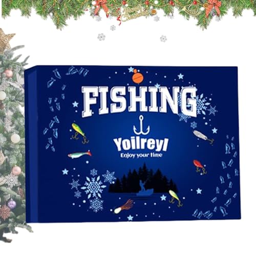 manhegari Angeln Advents Countdown Kalender | Weihnachts Angelköder 24 Tage Countdown Kalender | Angelköder für Salzwasser und Süßwasser | Männer Teenager Großvater Ehemann Freund Vater Angler von manhegari