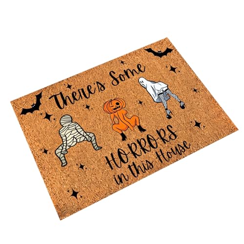 manhegari Halloween-Bodenmatte, Halloween-Küchenmatte - Kreative -Fußmatte,Kreative Halloween-Bodenmatte, Kürbisse-Außenteppich, Badezimmer- und Eingangsteppich von manhegari