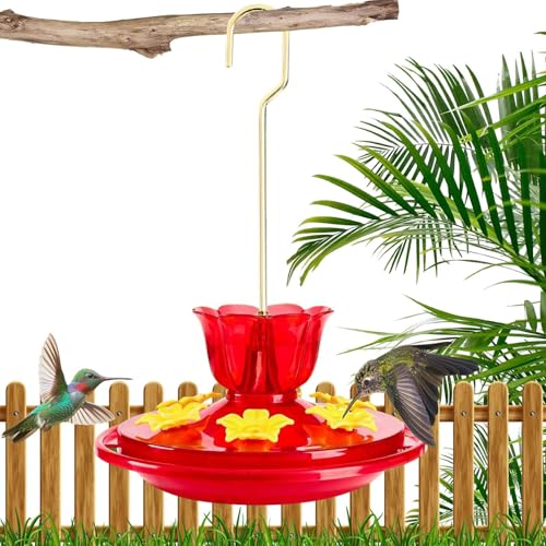 manhegari Hummingbird -Feeder für im Freien hängbare, summende Vogelfutterleiter - Hummingbird -Nektarfeeder | Ameisenfestes Gartendekor, Weitmängelfüllung, 6 Häfen, Vogelbeobachter für den Hinterhof von manhegari