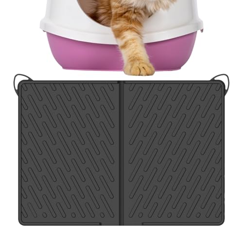manhegari Katzenstreumatte - 61x43 cm Katzenstreuauffangmatte - wasserdichte Kratzfeste Unterlagen Mit Tablett-Abdeckung Für Haustiere Innenbereich von manhegari