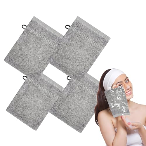 manhegari Waschhandschuh,Waschlappen mit Schlaufe - 4er Set Baumwoll Handtuch Handschuh Für Gesicht Haut Körperpflege Herren Kinder Baby Reise von manhegari