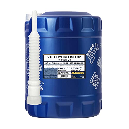 10 Liter, MANNOL 2101 Hydro ISO 32 Hydrauliköl + Auslaufschlauch (3,55€/L) von MANNOL