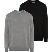 Mans World Rundhalspullover "Neue Kollektion DP Grau & Schwarz" 2-er Pack, in Feinstrick, ideal für die Übergangszeit, Basic Style von mans world