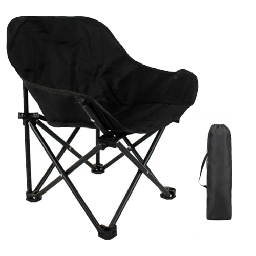 mansH Campingstühle, faltbar, tragbare Stühle mit Seitentasche und Transporttasche, Schwarz von mansH