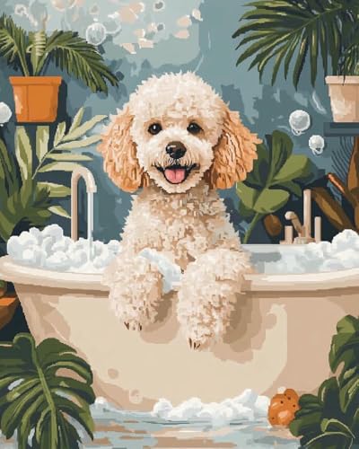 mantianhome Kreuzstich-Set mit tropischen Blumen und Blättern für Anfänger, Pudel in der Badewanne, Kreuzstich-Stickset, gedrucktes Muster, Stickset, 11 CT –40X50CM mantianhome Kreuzstich-Set mit tropischen Blumen und Blättern für Anfänger, Pudel in der Badewanne, Kreuzstich-Stickset, gedrucktes Muster, Stickset, 11 CT –40X50CM von mantianhome