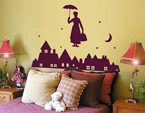 Wandtattoo No.JS90 Mary Poppins WandSticker WandTattoo Kindermädchen Magie, Farbe:Gold;Größe:80cm x 118cm von mantiburi