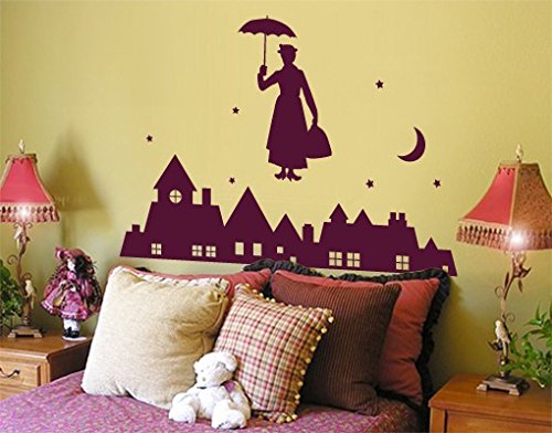 Wandtattoo No.JS90 Mary Poppins WandSticker WandTattoo Kindermädchen Magie, Farbe:Pink;Größe:50cm x 74cm von mantiburi