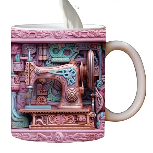 manting 3D Nähtasse Lustige Kaffeetasse Aus Keramik Bemalt Nähliebhaber Tasse Mehrzwecktasse Für Nähliebhaber, Cooles Geburtstags 9,5x8x8cm von manting