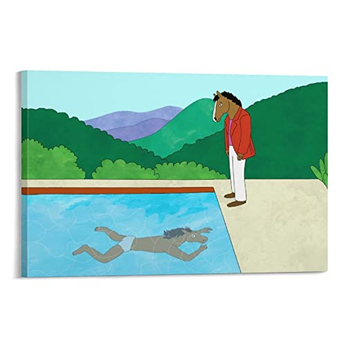 BoJack Horseman David Hockney He Watches He Swimming Poster Kunstwerke Bild Druck Poster Wandkunst Gemälde Leinwand Dekor Home Poster 30 x 45 cm von mantong