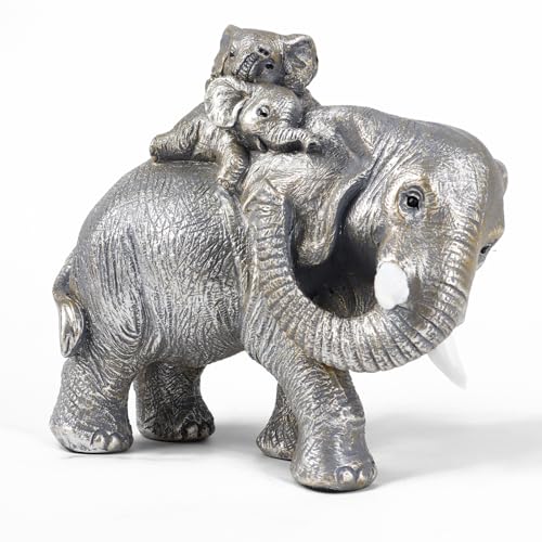 maozyiltle Elefant Deko Wohnkultur,Elefanten Geschenke FüR Frauen Viel GlüCk, Gesundheit, Kraft,BüCherregal Im Wohnzimmer, BüRo Deko Figuren (Antikes Silber) von maozyiltle
