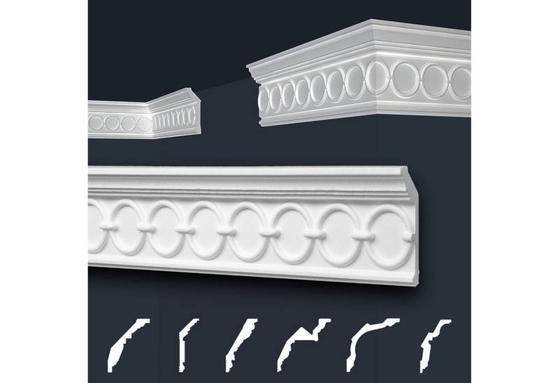 marbet design Stuckleiste B-30, 2 Meter, Deckenleisten Sparpaket aus Styropor EPS - Stuckleisten gemustert, leicht im traditionellen Design - 1 Stück / 2 Meter von marbet design