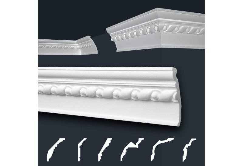 marbet design Stuckleiste B-48, 2 Meter, Deckenleisten Sparpaket aus Styropor EPS - Stuckleisten gemustert, leicht im traditionellen Design - 1 Stück / 2 Meter von marbet design