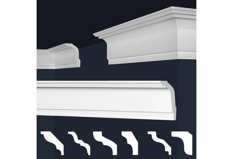 marbet design Stuckleiste E-32, Maxi-Sparpaket, XPS Styropor weiß - Deckenleisten Stuck Decken Styroporleisten E-Leisten - (180 Meter / 1 Packung E-32) von marbet design