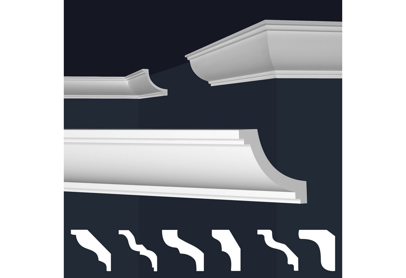 marbet design Stuckleiste E-36, Innen- & Außenecke (1 Stück), XPS Styropor weiß - Deckenleisten Deckenstuck Leisten E-Leisten - (Innen- & Außenecke E-36) von marbet design