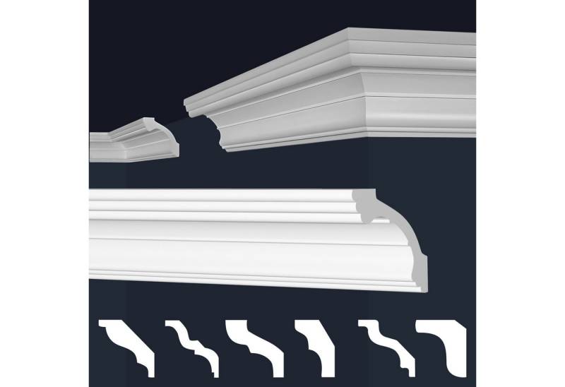 marbet design Stuckleiste E-38, 2 Meter / 1 Leiste, XPS Styropor weiß - Deckenleisten Stuck Decken Styroporleisten E-Leisten - (2 Meter / 1 Leiste E-38) von marbet design