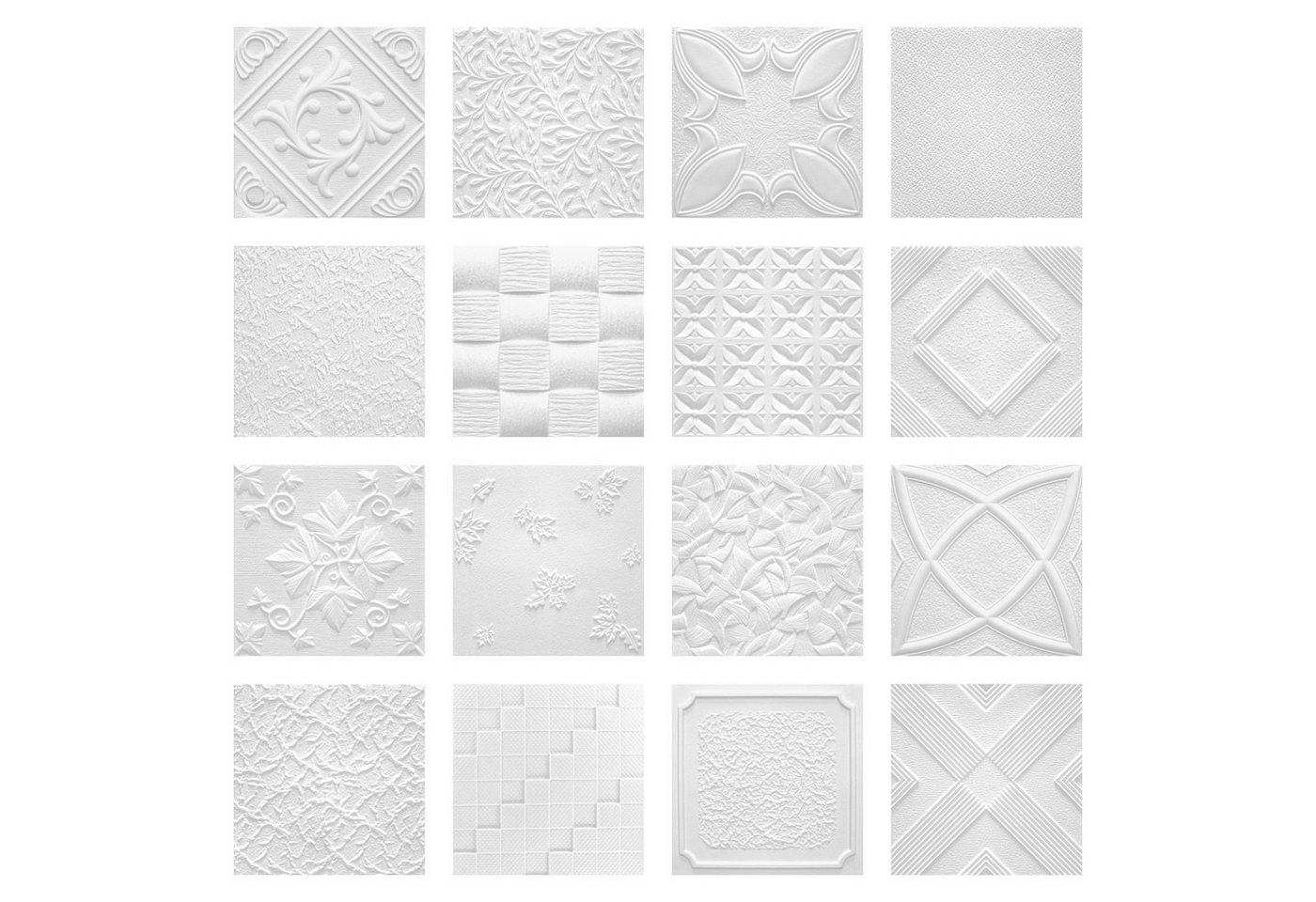 marbet design Wanddekoobjekt ANTIK (2 qm Deckenplatten aus Styropor - 50x50cm EPS Wand- und Deckenverkleidung weiße Platten Dekor formfest) von marbet design