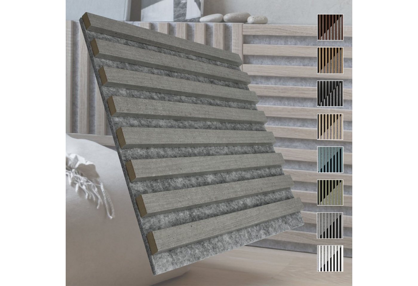 marbet design Wandpaneel, (Akustikpaneele Akustikquadrate 40x40cm Wandverkleidung Holz - (1 Paneel, grau - Beton) Holzpaneele modern Holzwand schwarze Platte) von marbet design