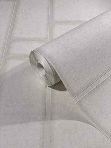 marburg Tapete Weiß Beige in Betonoptik mit glänzenden Streifen Grafische Metallic Vliestapete für Wohnzimmer oder Schlafzimmer Made in Germany 10,05 x 0,53m von marburg