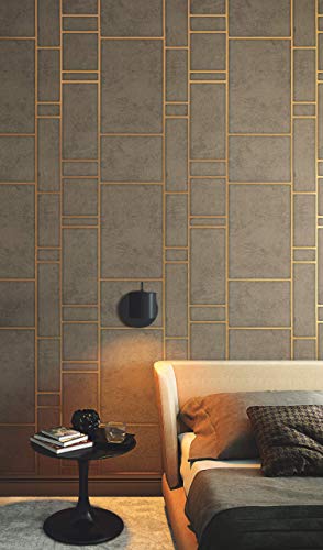 marburg Tapete Gold Braun Betonoptik mit glänzenden Streifen und Linien Metallic Grafisch Industrial Vliestapete Wohnzimmer Schlafzimmer Made in Germany 10,05 x 0,53m von marburg