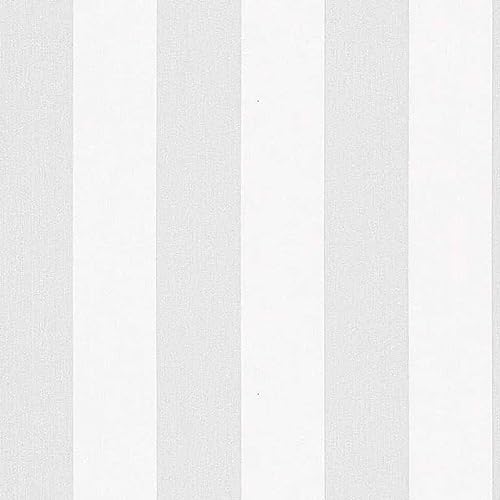 marburg Tapete Grau weiß Streifen HAILEY für Wohnzimmer, Schlafzimmer oder Küche Made in Germany 10,05m x 0,53m Premium Vliestapete 82258 von marburg