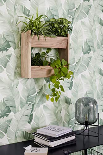 marburg Tapete Grün Weiß Blätter Floral Pflanze Blatt Dschungel für Schlafzimmer Wohnzimmer oder Küche Made in Germany 10,05 x 0,53m Avalon 31650 von marburg