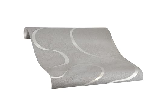 Tapete Schwarz Silber Gestreift Glitzer Linien Geschwungen Edel- Ideal für Wohnzimmer Colani Visions Made in Germany 10,05m X 0,70m 53335 von marburg