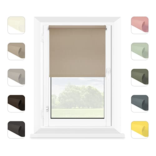 MARDOM Rollos für Fenster Ohne Bohren - Klemmfix Rollo - Mini Rollos für Fenster - Rollo Ohne Bohren - Fenster Rollos für Innen (Beige, 95x150 cm (Stoffbreite: 91)) von MARDOM HOME