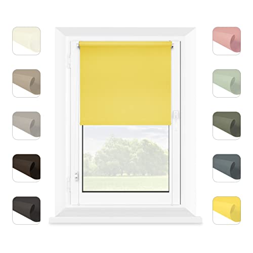 MARDOM Klemmfix Rollo Ohne Bohren - Mini Rollos für Fenster Innen (Gelb, 90x150 cm, Stoffbreite: 86) von MARDOM HOME