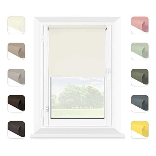 MARDOM Rollos für Fenster Ohne Bohren - Klemmfix Rollo - Mini Rollos für Fenster - Rollo Ohne Bohren - Fenster Rollos für Innen (Perlweiß, 85x215 cm (Stoffbreite: 81)) von MARDOM HOME