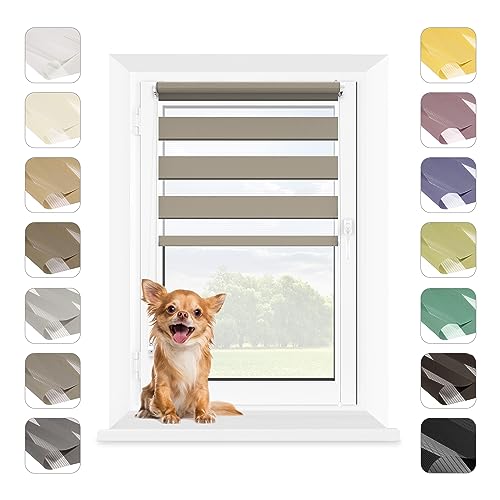 MARDOM Doppelrollo - Rollos für Fenster Ohne Bohren - Duo Rollo Tag und Nacht - Rollo Ohne Bohren - Doppelrollo Klemmfix, Fensterrollo Innen (Grau, 105x215 cm (Stoffbreite: 101)) von mardom HOME