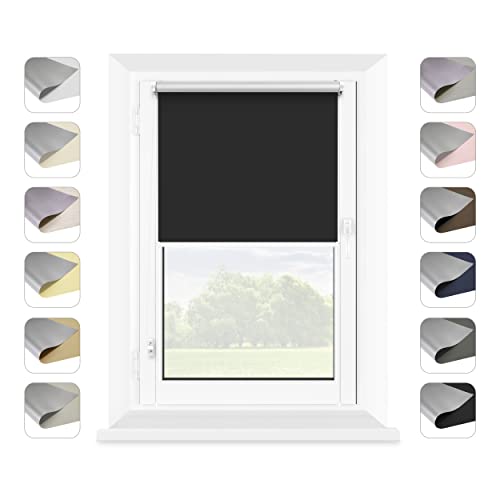 MARDOM Thermorollo - Rollo Ohne Bohren -Thermo Fenster Rollos für Innen - Modische Thermo Rollo - Stilvolle Rollo Innen Fenster (Schwarz,112.5x150 cm (Stoffbreite: 108.5)) von mardom HOME