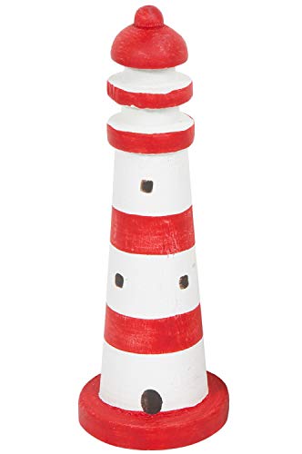 mare-me Deko Mini Leuchtturm rot weiß, 5,5x15cm von mare-me