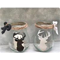 1 Windlicht Upcycling Hirsch Schwarz Oder Weiß von marinasshopandgo
