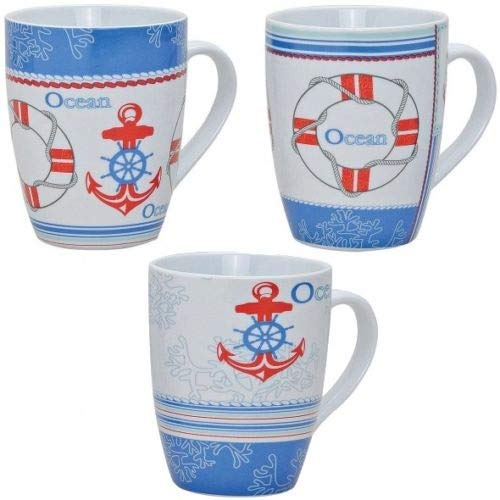 marion10020 3X Porzellan Kaffee-Becher Kaffeebecher Coffee Mug Maritim-Design von marion10020