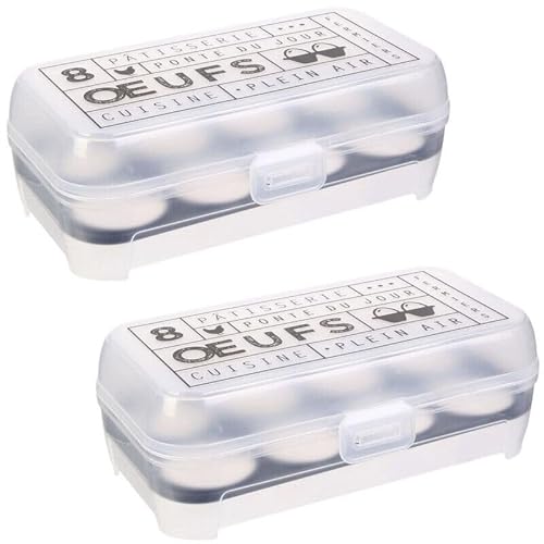 marion10020 Eier Aufbewahrungsbox Eierbox Box Eier-Box Eierbehälter, passend für 8 Eier, mit Deckel, aus Kunststoff, transparent, 2er-Set von marion10020