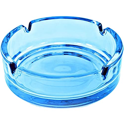 marion10020 Glas Aschenbecher Aschen-Becher Ascher, klassisches rundes Design, Ø 10,5 cm, blau von marion10020