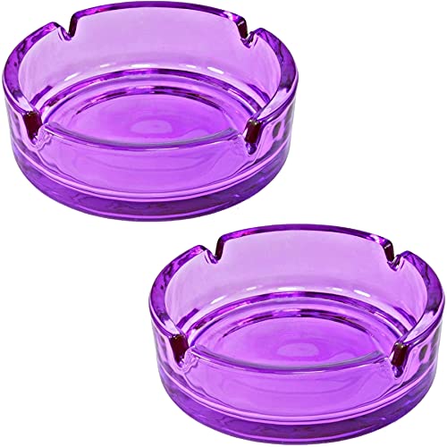 marion10020 Glas Aschenbecher Aschen-Becher Ascher, klassisches rundes Design, Ø 10,5 cm, lila, 2er-Set von marion10020