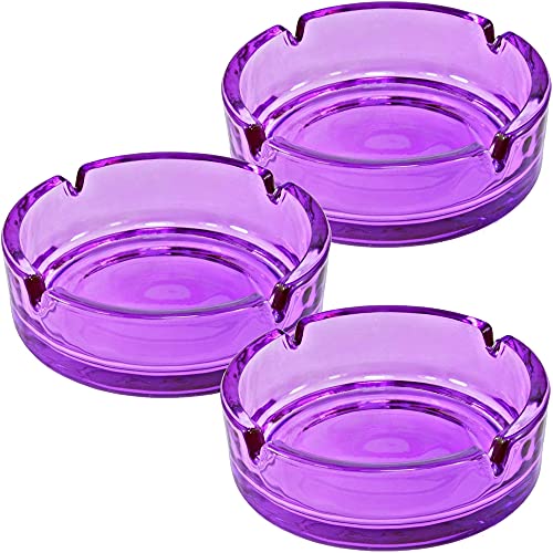 marion10020 Glas Aschenbecher Aschen-Becher Ascher, klassisches rundes Design, Ø 10,5 cm, lila, 3er-Set von marion10020