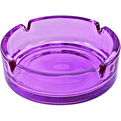 marion10020 Glas Aschenbecher Aschen-Becher Ascher, klassisches rundes Design, Ø 10,5 cm, lila von marion10020