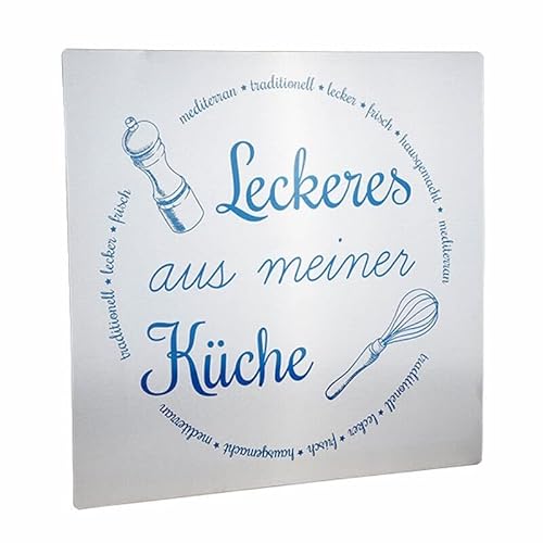 marion10020 Herd-Wandabdeckung Wandtafel Wandbild Spritzschutz, aus Edelstahl, bedruckt, ca 59 x 56,5 cm, Leckeres aus meiner Küche von marion10020