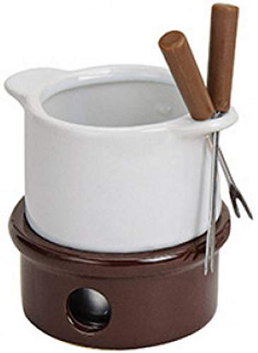 marion10020 Schokoladenfondue-Set Schoko-Fondue Schokofondue Schokoladen-Fondue, für 2 Personen, ca. 11 x 10 cm, aus Keramik, mit 2 Fondue-Gabeln von marion10020