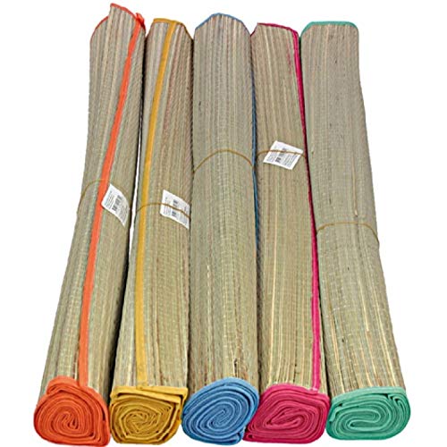 marion10020 Strohmatten Strand Bastmatten Liegematte Badematte Strandmatte Rollmatte Bast Matte Picknickdecke, bunt gemischt, 5er-Set von marion10020